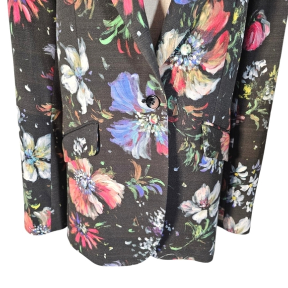 Robert Graham Penelope Black Floral Women's One Button Lined Pockets Blazer 6 - Picture 3 of 13